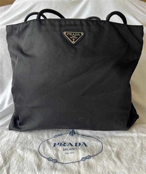 prada tote black price|Prada nylon tote bag large.